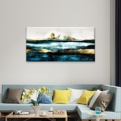 Modern Seascape Abstract Coastal Wall Art Canvas Office Home Framed 120x60cm