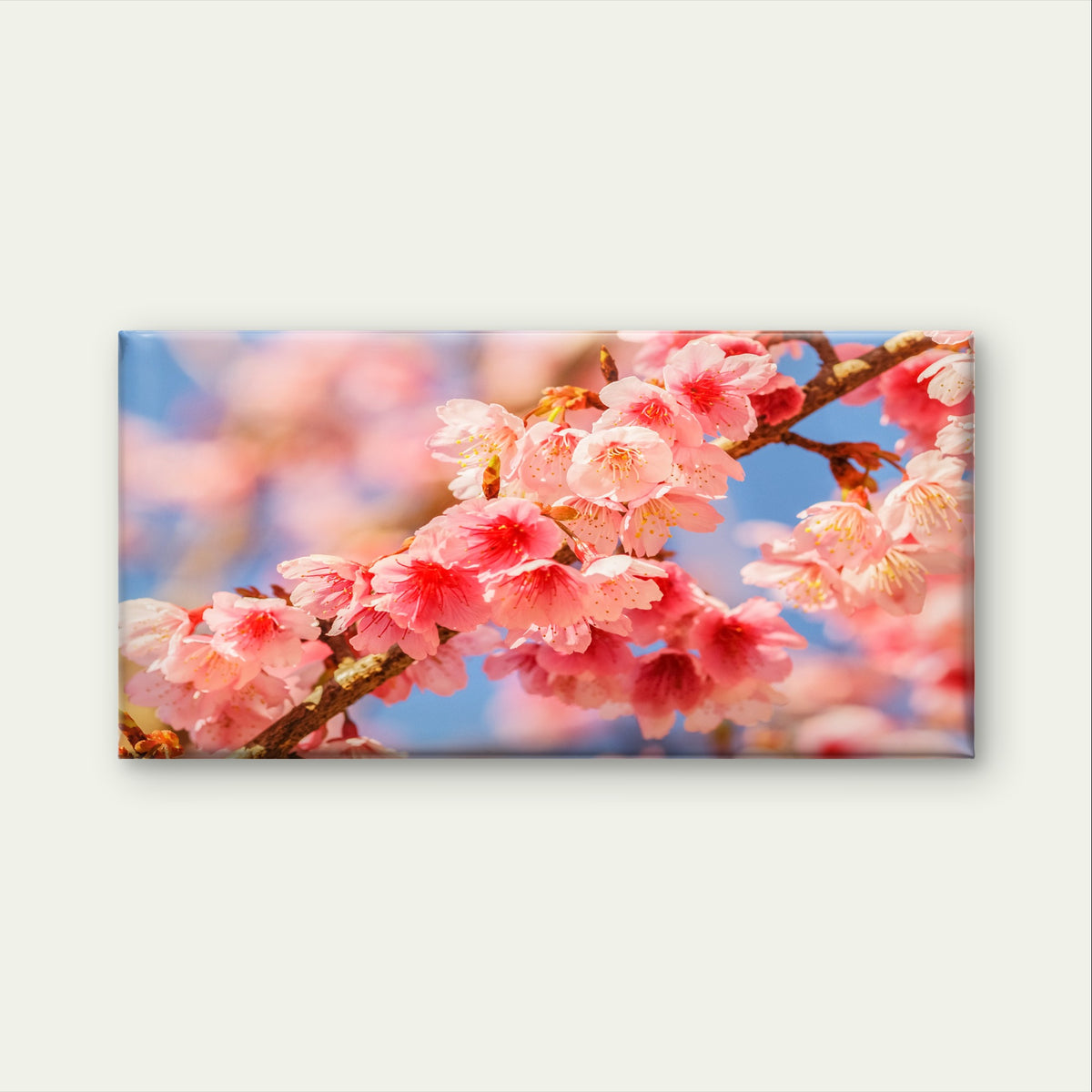 Cherry Blossom Pink Japanese Floral Wall Art Canvas Office Home Framed 120x60cm
