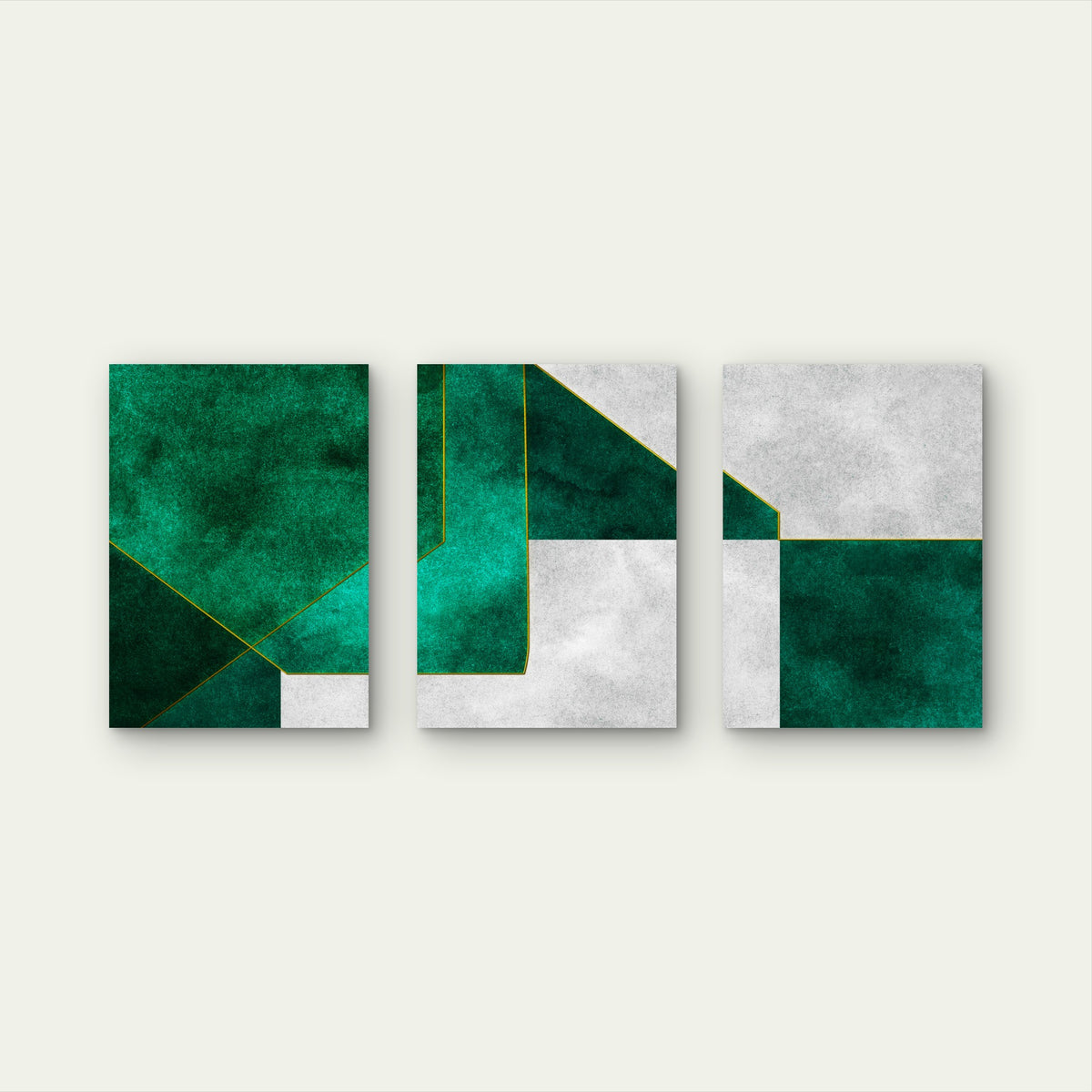 3pcs Modern Geometric Emerald Green Abstract Wall Art Set Canvas Framed 40x60cm - High Quality Print 100% Australian Made Wall Canvas Ready to Hang