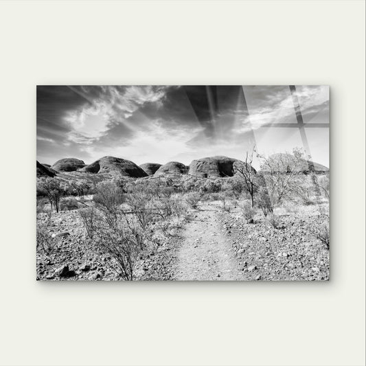 Black White Outback Landscape Kata Tjuta Acrylic Glass Printing Wall Art Australian Made Quality