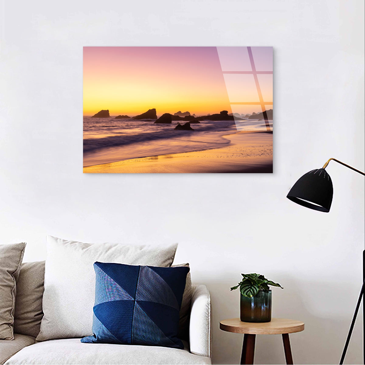 Vibrant Ocean Sea Stack Coastline Nature Acrylic Glass Printing Wall Art Australian Made Quality