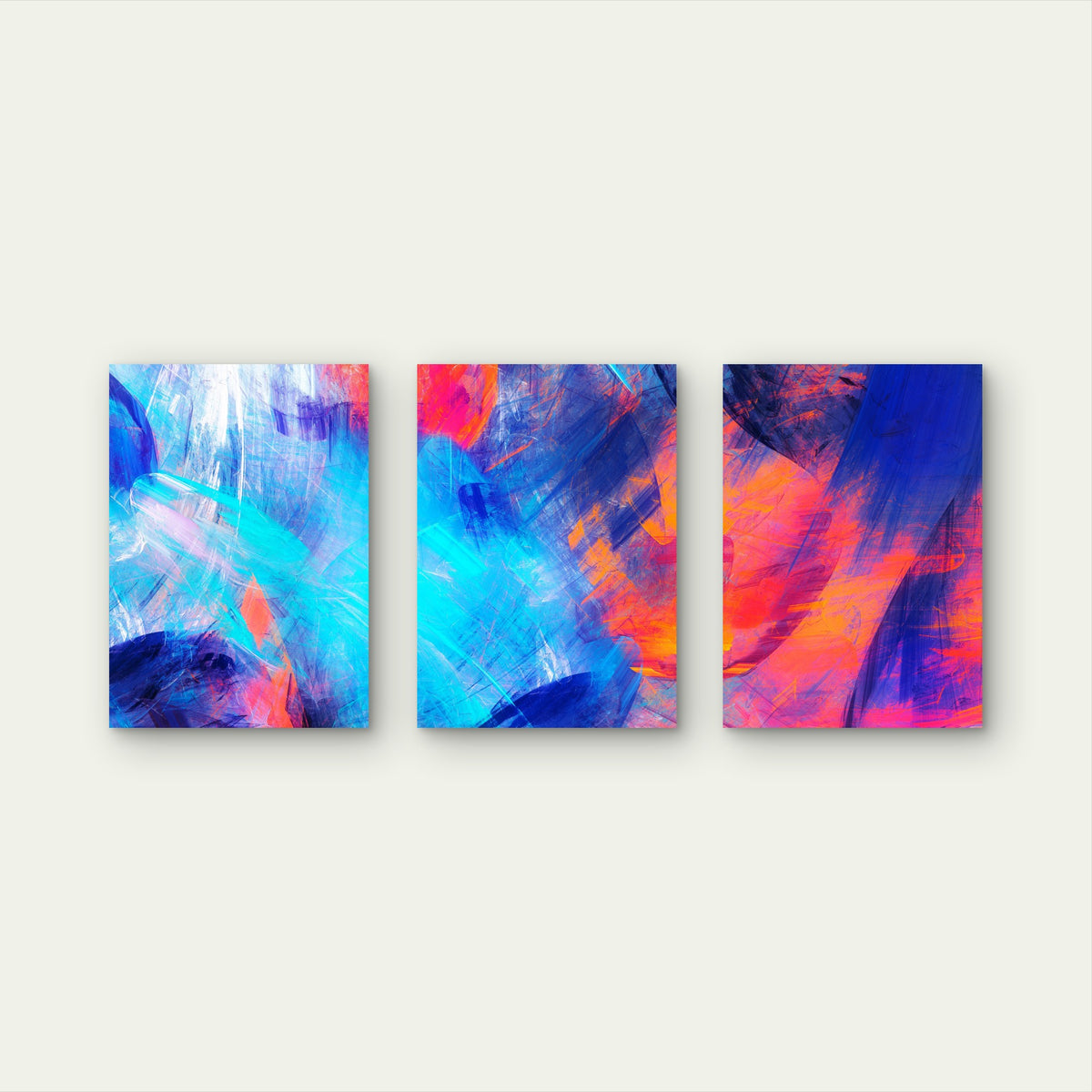 3pcs Bold Abstract Expressionism Oil Artwork Wall Art Set Canvas Framed 40x60cm - High Quality Print 100% Australian Made Wall Canvas Ready to Hang