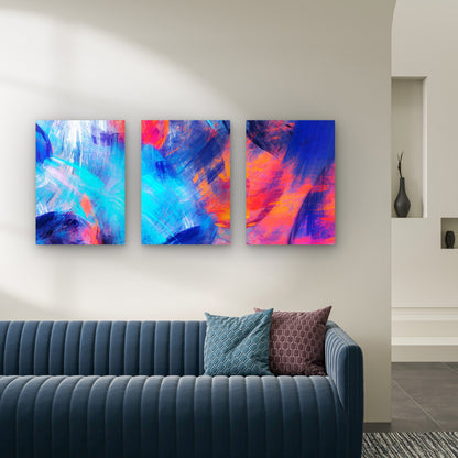 3pcs Bold Abstract Expressionism Oil Artwork Wall Art Set Canvas Framed 60x90cm - High Quality Print 100% Australian Made Wall Canvas Ready to Hang
