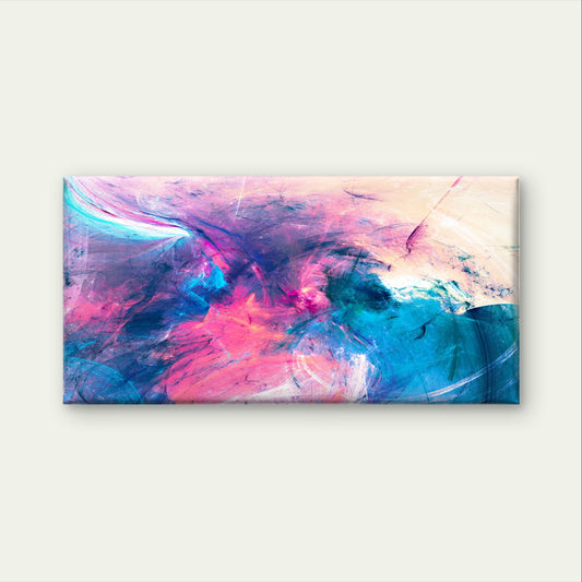 Vibrant Neon Pink Blue Nebula Cloud Wall Art Canvas Office Home Framed 120x60cm
