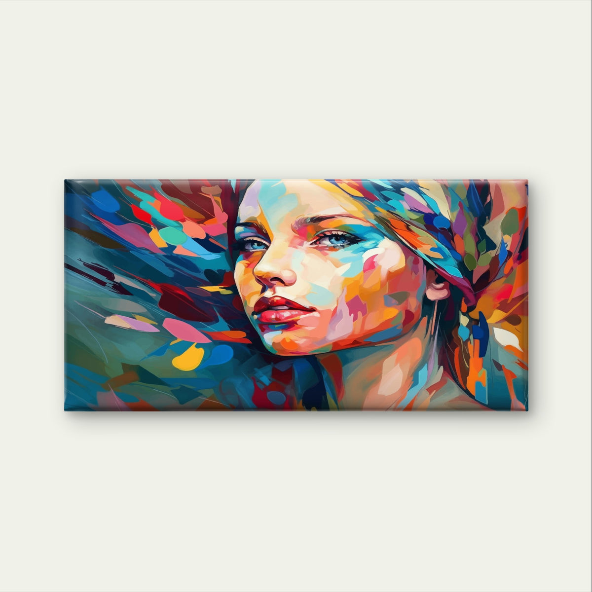 Modern Pop Art Female Face Oil Paint Wall Art Canvas Office Home Framed 120x60cm