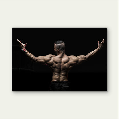 Shredded Muscular Man Back Workout Art 5mm Plastic Poster Ready to Hang 90x60cm