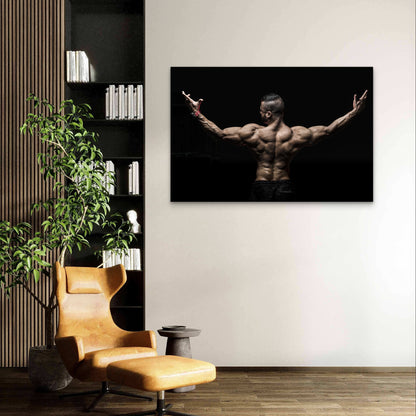 Shredded Muscular Man Back Workout Art 5mm Plastic Poster Ready to Hang 90x60cm