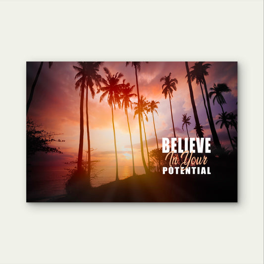 Motivational Quote Tropical Sunset Sea 5mm Plastic Poster Ready to Hang 90x60cm