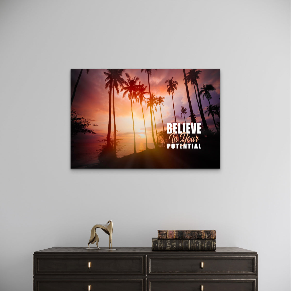 Motivational Quote Tropical Sunset Sea 5mm Plastic Poster Ready to Hang 90x60cm