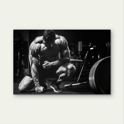 Black White Bodybuilding Muscular Man 5mm Plastic Poster Ready to Hang 90x60cm