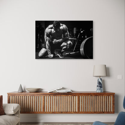 Black White Bodybuilding Muscular Man 5mm Plastic Poster Ready to Hang 90x60cm