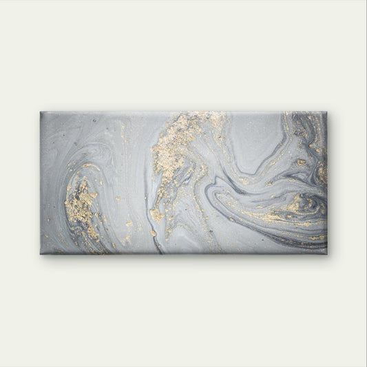 Gray Marble Liquid Ink Gold Swirl Wall Art Canvas Office Home Framed 120x60cm