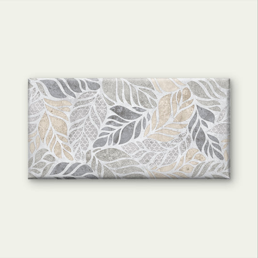 Grey Beige Tropical Leaf Botanical Wall Art Canvas Office Home Framed 120x60cm