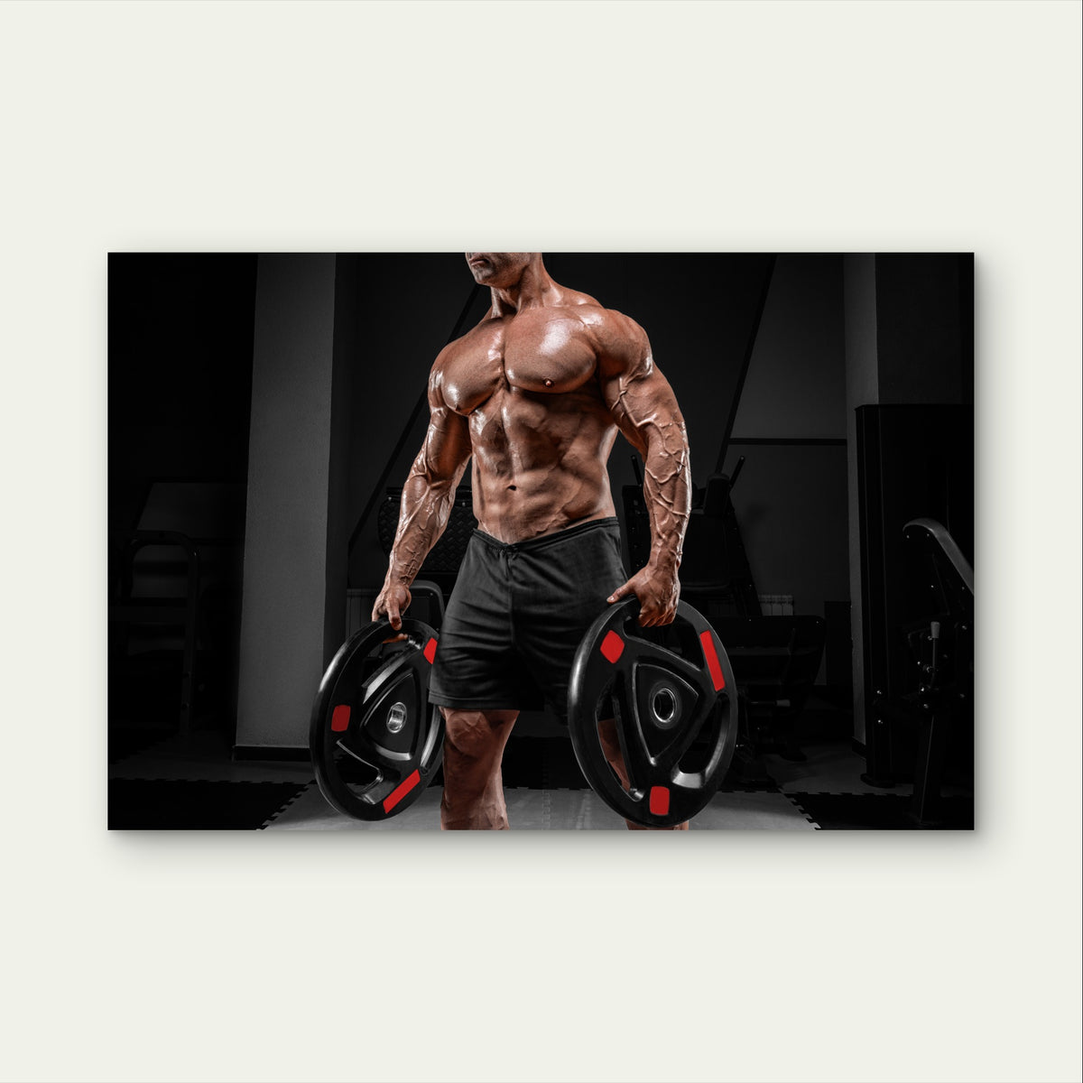 Fitness Male Strong Abs Powerlifting 5mm Plastic Poster Ready to Hang 90x60cm