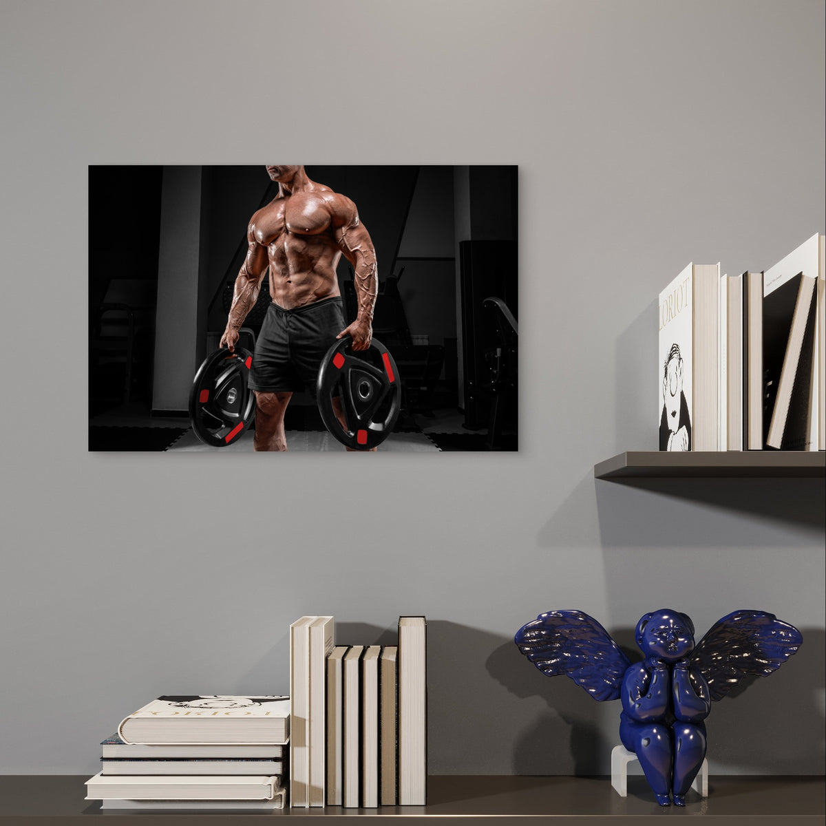 Fitness Male Strong Abs Powerlifting 5mm Plastic Poster Ready to Hang 90x60cm