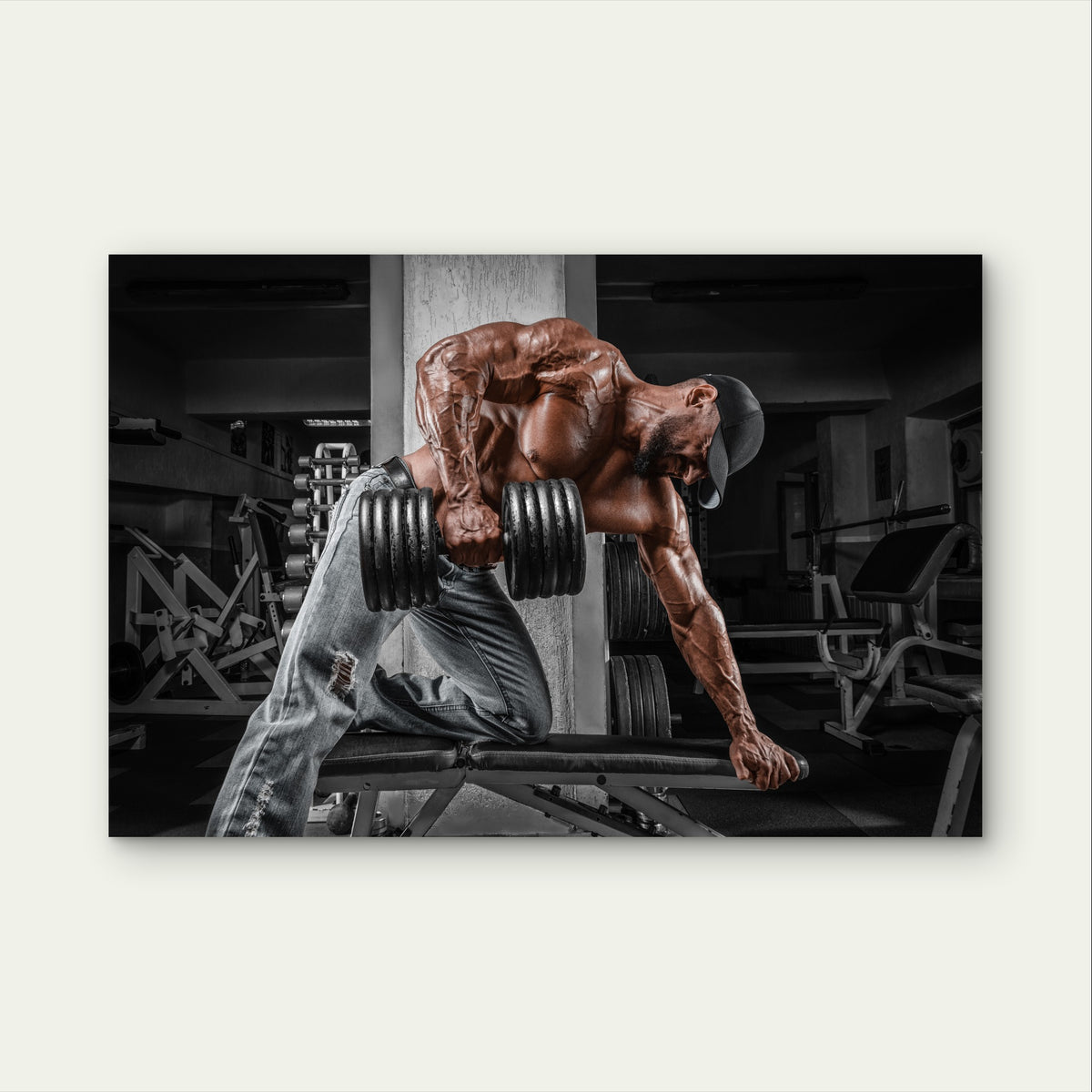 Strong Athlete Weight Lifting Iron 5mm Plastic Poster Ready to Hang 90x60cm