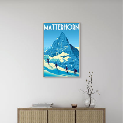 Matterhorn Switzerland Mountain Climbing Retro Travel Poster Print Wall Art