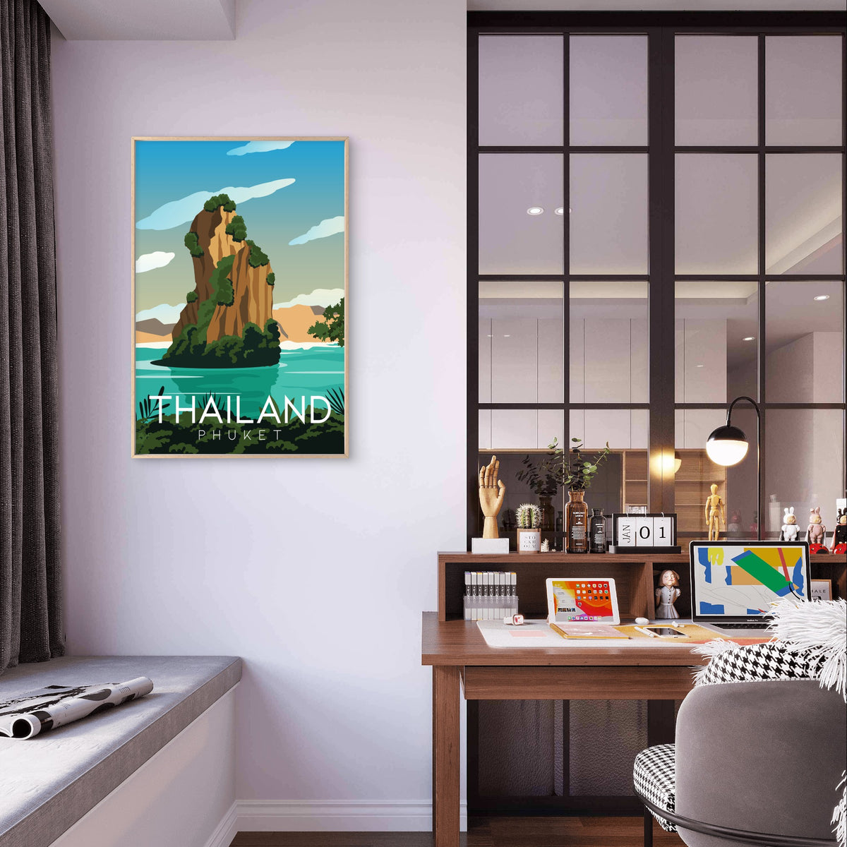 Thailand Vintage Travel Poster Phuket Island New Travel Poster Print Wall Art