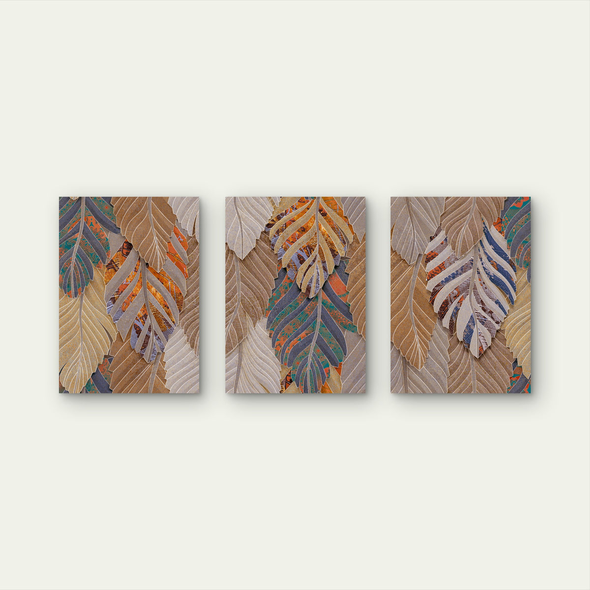 3pcs Boho Abstract Palm Monstera Leaf Pattern Wall Art Set Canvas Framed 40x60cm - High Quality Print 100% Australian Made Wall Canvas Ready to Hang