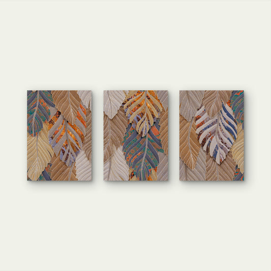 3pcs Boho Abstract Palm Monstera Leaf Pattern Wall Art Set Canvas Framed 40x60cm - High Quality Print 100% Australian Made Wall Canvas Ready to Hang