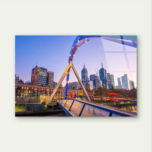 Melbourne Yarra River City Bridge Acrylic Glass Printing Wall Art Australian Made Quality