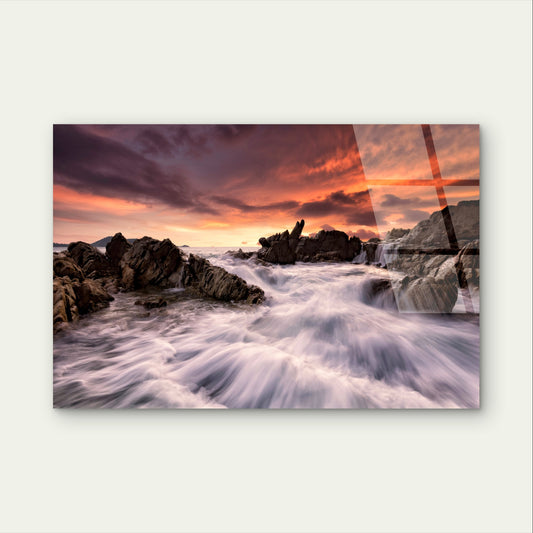 Rugged Beauty Ocean Sunset Seascape Acrylic Glass Printing Wall Art Australian Made Quality