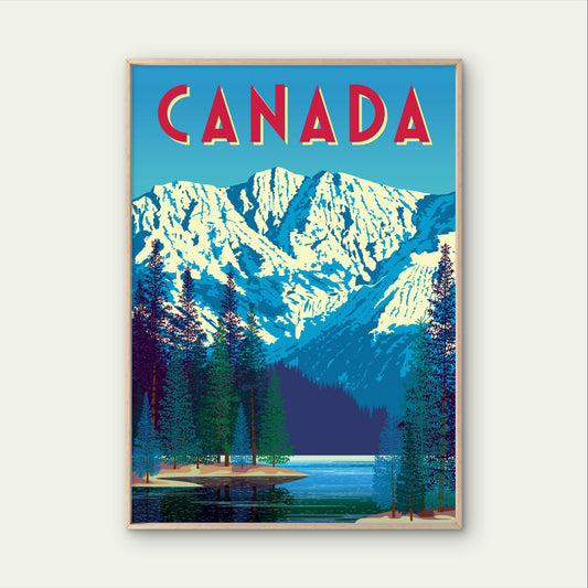 Canada Rocky Mountains Lake Moraine Nature View Travel Poster Print Wall Art