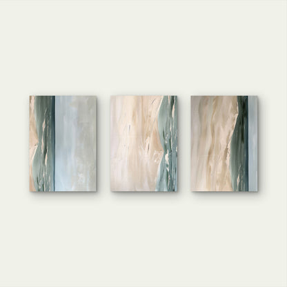 3pcs Sage Green Eucalyptus Beige Abstract Wall Art Set Canvas Framed 40x60cm - High Quality Print 100% Australian Made Wall Canvas Ready to Hang