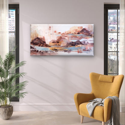 Abstract Earthy Canyon Sand Blush Wall Art Canvas Office Home Framed 120x60cm