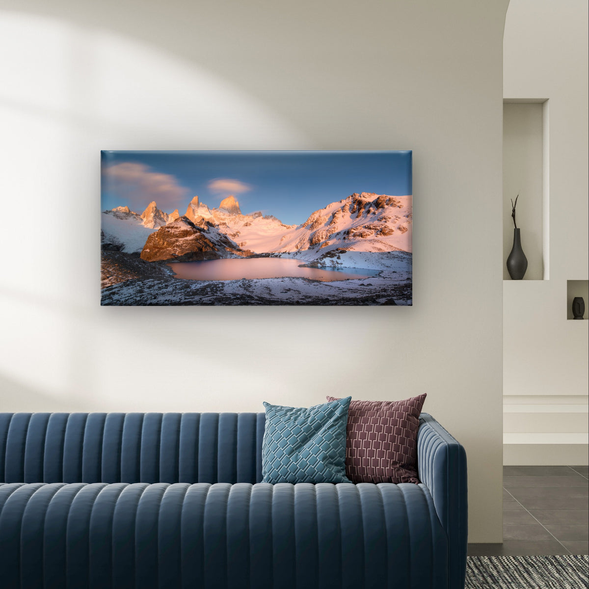 Mount Fitz Roy Patagonia Sunrise Wall Art Canvas Office Home Framed 120x60cm
