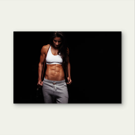Female Fitness Abs Jump Rope Gym Art 5mm Plastic Poster Ready to Hang 90x60cm