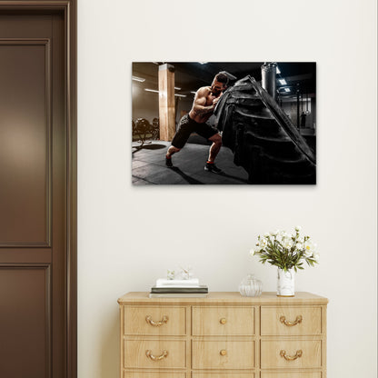 Crossfit Tire Flip Workout Bodybuilder 5mm Plastic Poster Ready to Hang 90x60cm