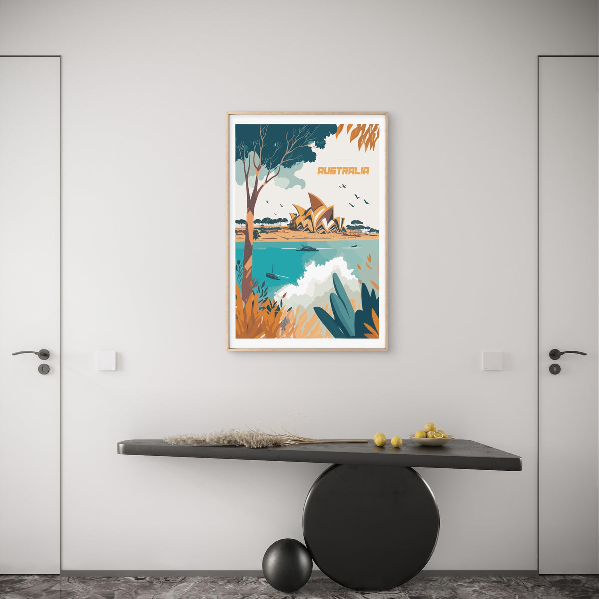 Sydney Opera House Harbour New South Wales Retro Travel Poster Print Wall Art