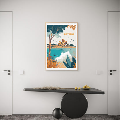 Sydney Opera House Harbour New South Wales Retro Travel Poster Print Wall Art