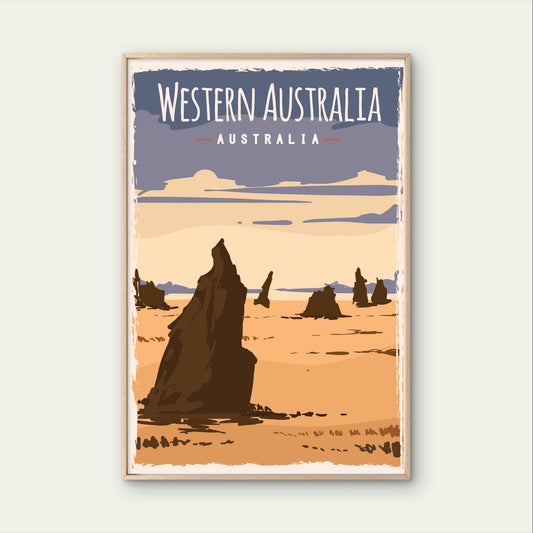 The Pinnacles Desert Nambung Western Australia Travel Poster Print Wall Art