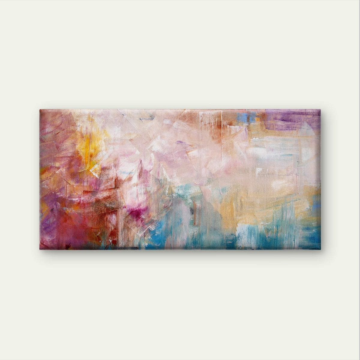 Colorful Pastel Brushstroke Wave Wall Art Canvas Office Home Framed 120x60cm