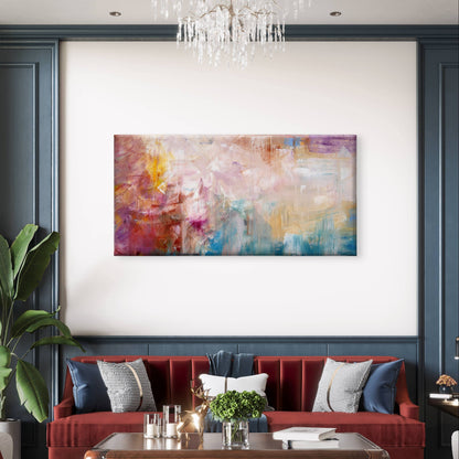 Colorful Pastel Brushstroke Wave Wall Art Canvas Office Home Framed 120x60cm