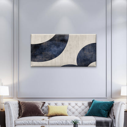 Abstract Navy Blue Beige Arches Wall Art Canvas Office Home Framed 120x60cm