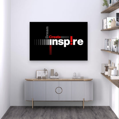 Dream Create Inspire Typography Motivational 5mm Plastic Poster Ready to Hang 90