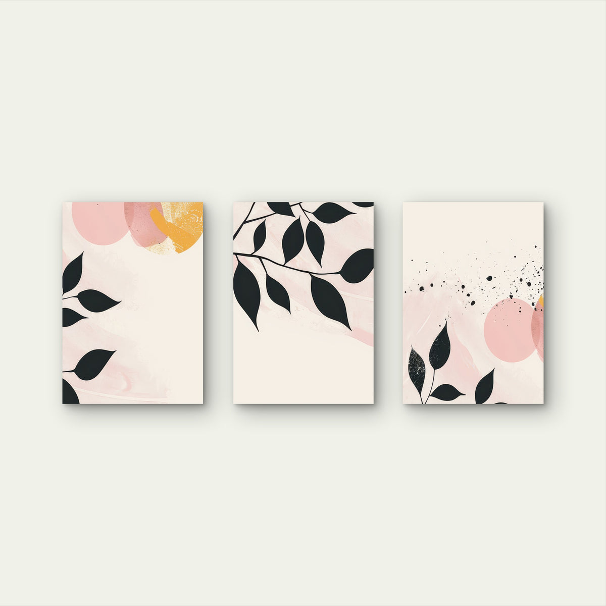3pcs Boho Botanical Pink Minimalist Modern Leaf Wall Art Set Canvas Framed 60x90cm - High Quality Print 100% Australian Made Wall Canvas Ready to Hang