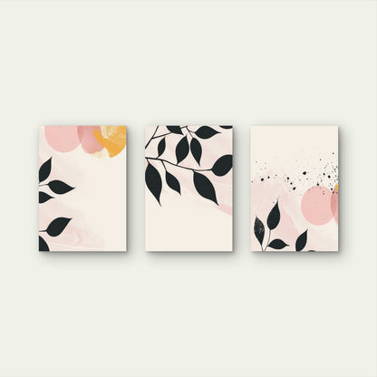 3pcs Boho Botanical Pink Minimalist Modern Leaf Wall Art Set Canvas Framed 50x70cm - High Quality Print 100% Australian Made Wall Canvas Ready to Hang
