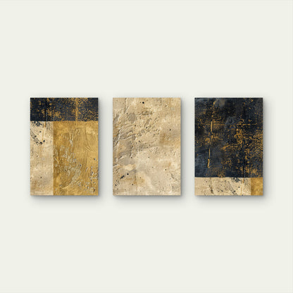 3pcs Gold Abstract Modern Wabi Sabi Textured Wall Art Set Canvas Framed 50x70cm - High Quality Print 100% Australian Made Wall Canvas Ready to Hang