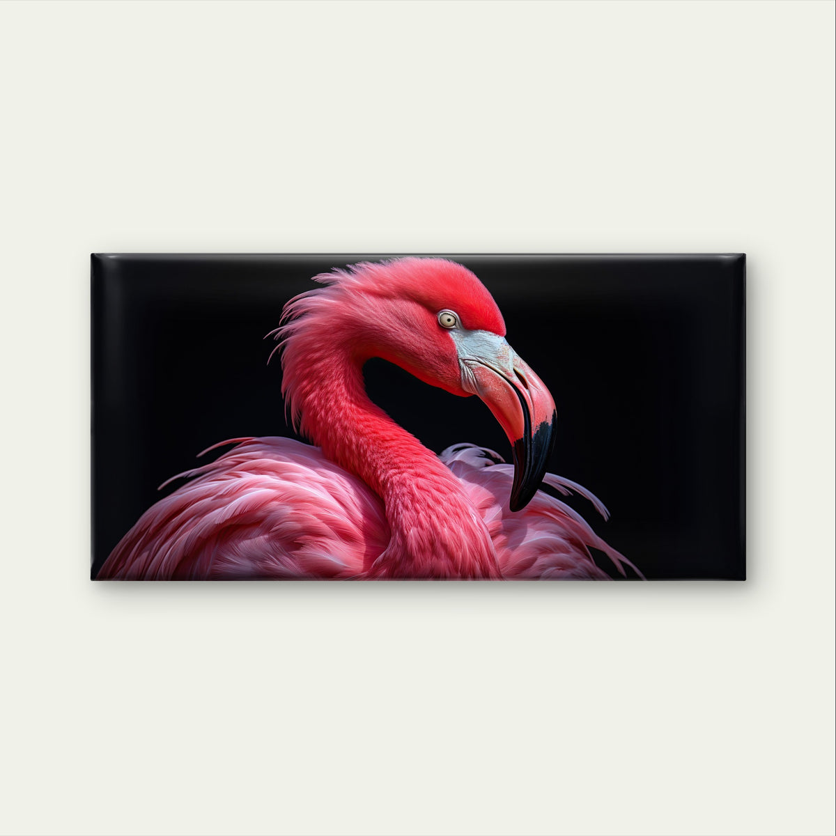 Pink Flamingo Bird Animal Black Wall Art Canvas Office Home Framed 120x60cm