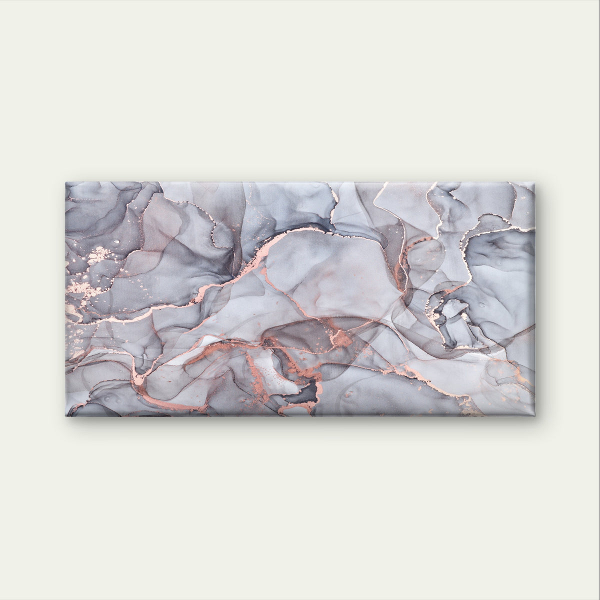 Grey Alcohol Abstract Rose Gold Vein Wall Art Canvas Office Home Framed 120x60cm