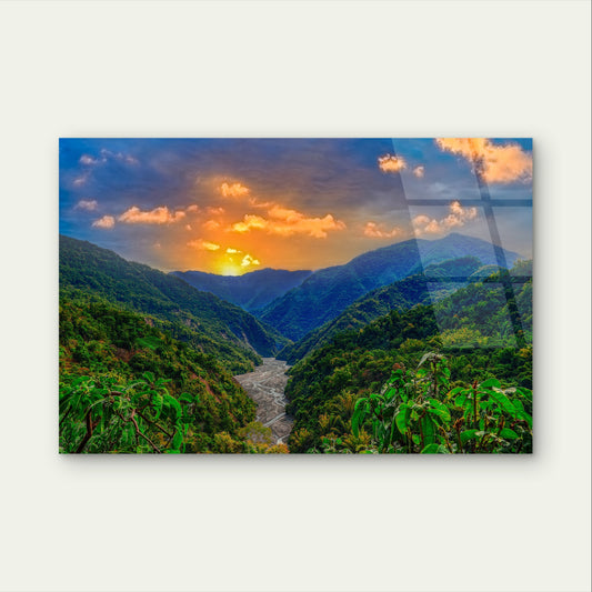 Mountain Sunrise Sky Valley Forest Acrylic Glass Printing Wall Art Australian Made Quality