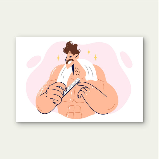 Man Shaving Grooming Bathroom Cartoon 5mm Plastic Poster Ready to Hang 90x60cm