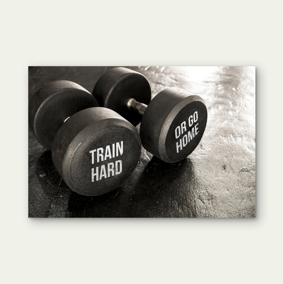 Gym Dumbbell Train Hard Or Go Home 5mm Plastic Poster Ready to Hang 90x60cm