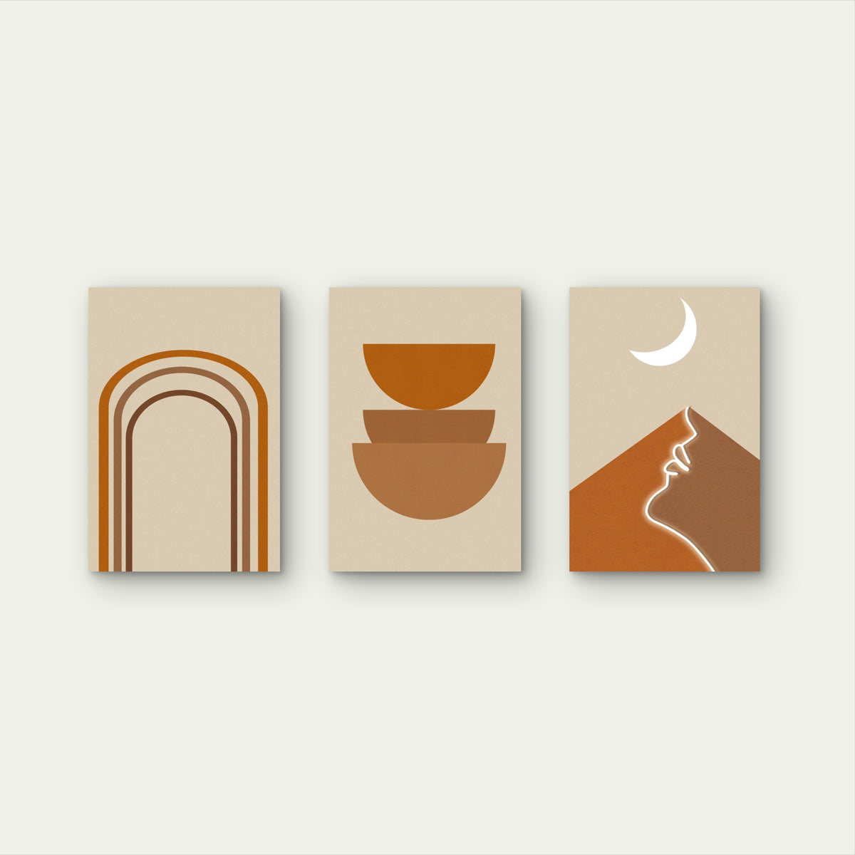 3pcs Modern Minimalist Warm Desert Elements Wall Art Set Canvas Framed 50x70cm - High Quality Print 100% Australian Made Wall Canvas Ready to Hang