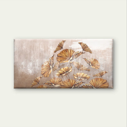 Grand Golden Ginkgo Fan Leaf Blossom Wall Art Canvas Office Home Framed 120x60cm