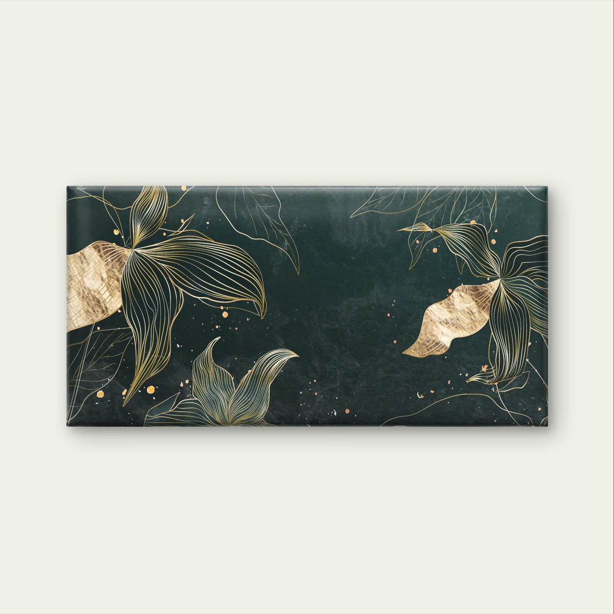 Dark Emerald Green Gold Leaf Art Wall Art Canvas Office Home Framed 120x60cm